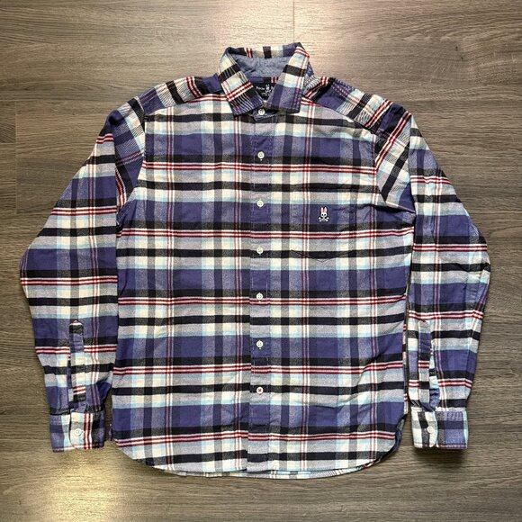 Psycho Bunny Men's Flannel Shirt - Purple Plaid - Picture 2 of 7